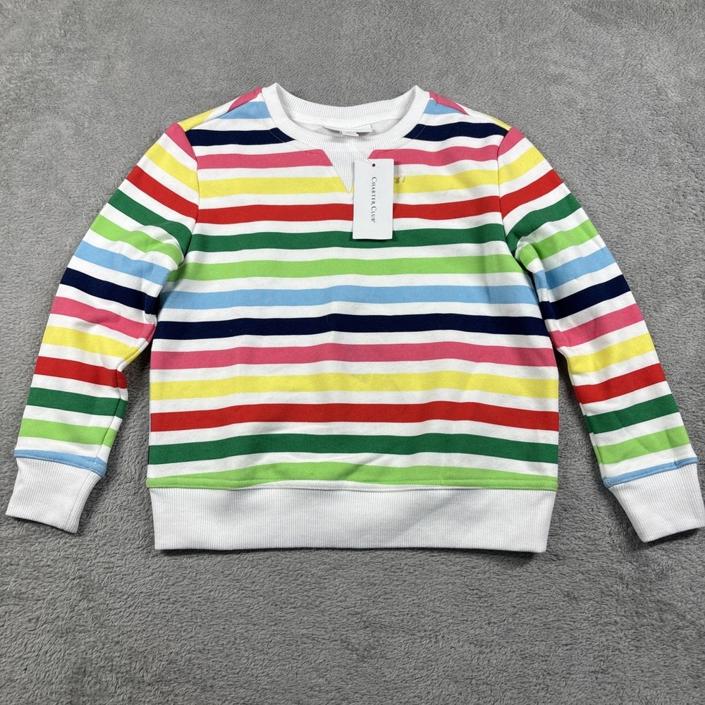 Charter Club Kid's Striped Long Sleeve Pullover Multicolor Sz 4/5 NWT *READ